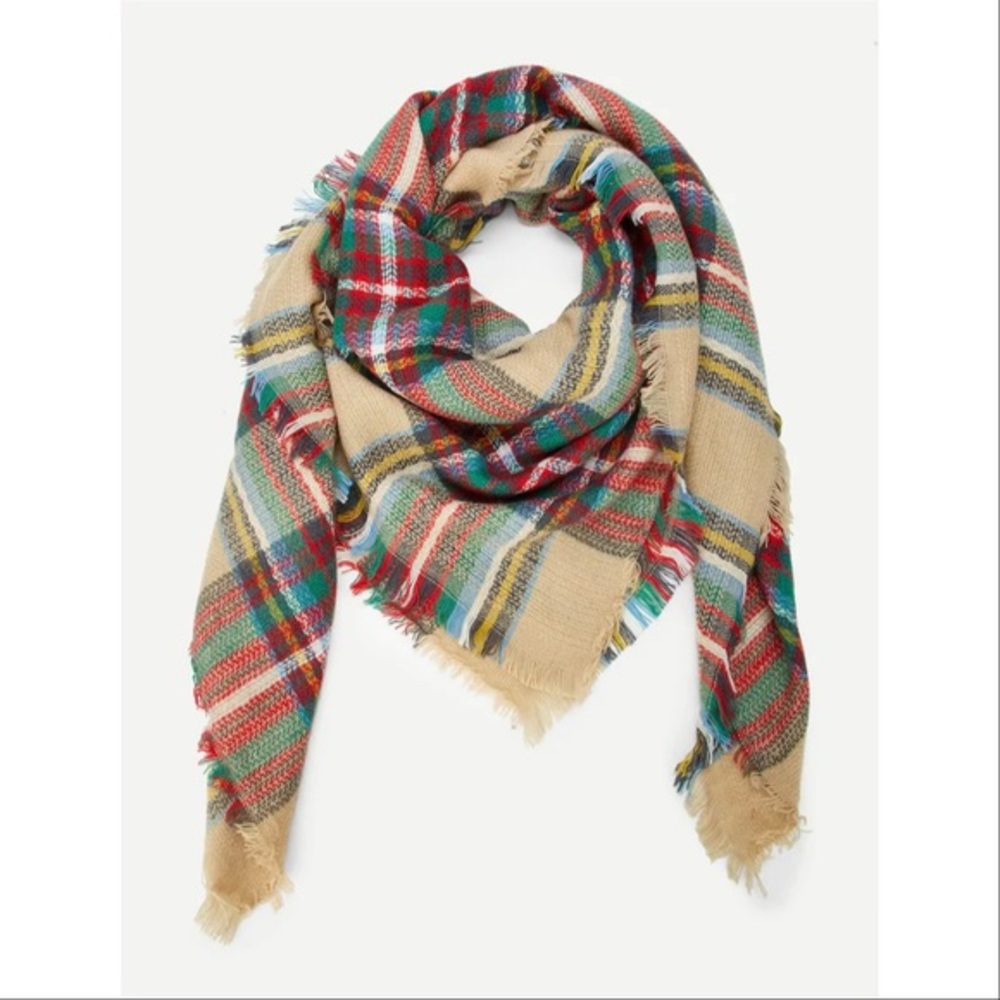 Multi-Colored Ultra Plush Plaid Blanket Scarf